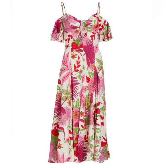 Cult Gaia Dina Linen Blend Floral Midi Dress - Picture 8 of 9